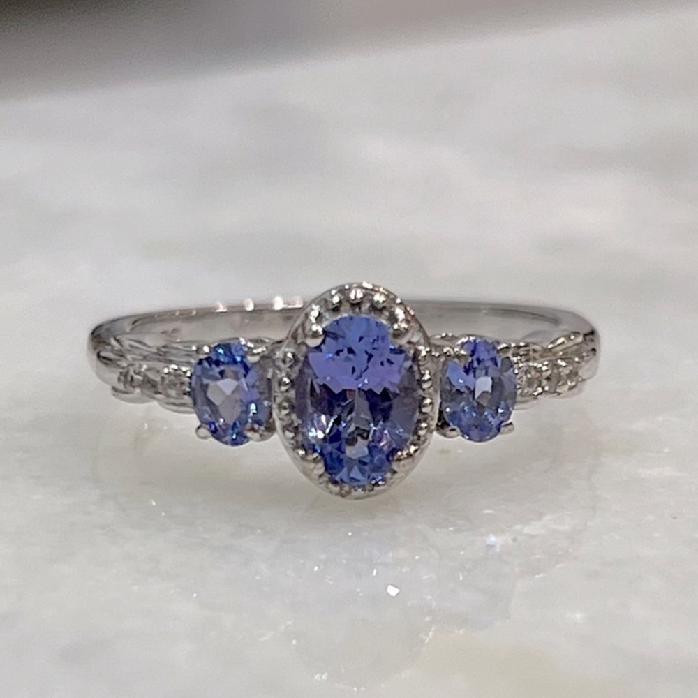 Tanzanite And Cambodian Zircon Sterling Silver Ring